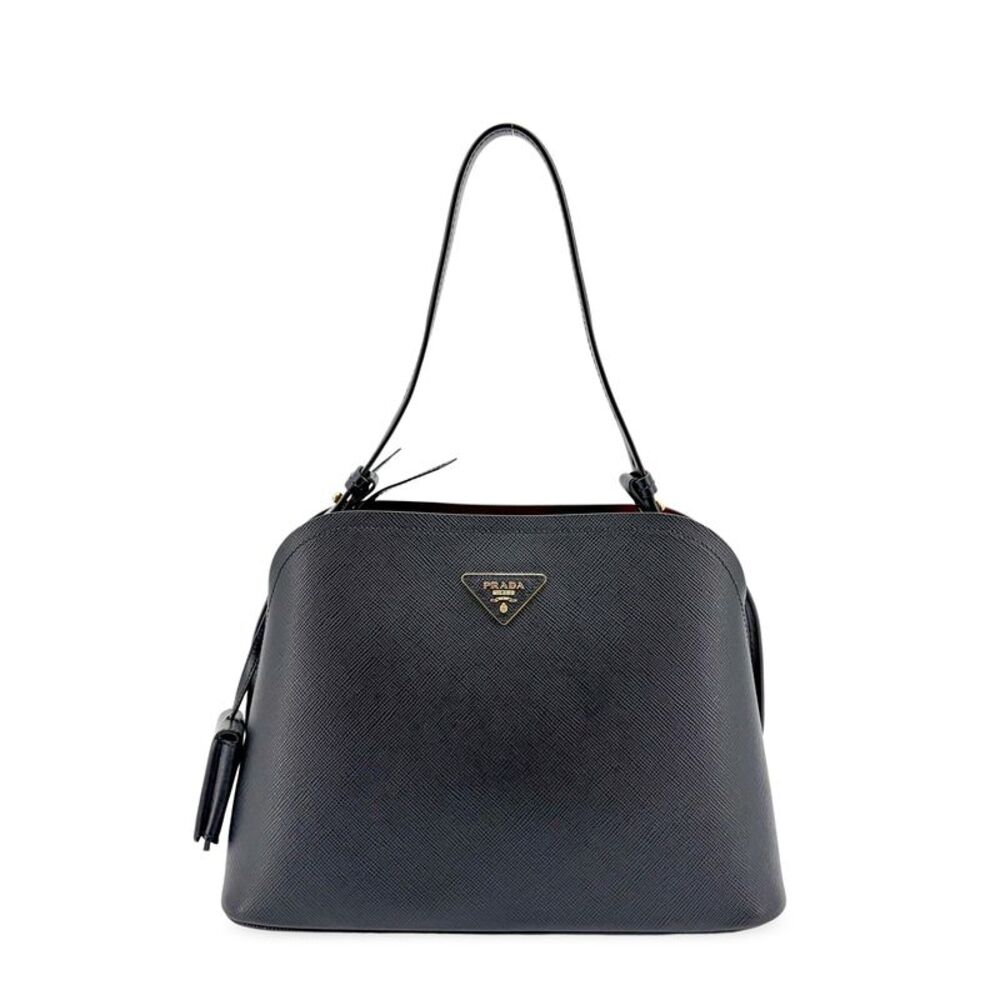 Prada Matinee Top Handle Saffiano Leather Black Leather Handbag